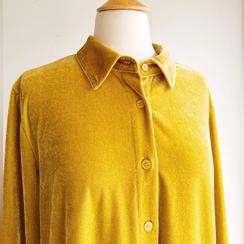 Soft Surroundings Amber Velvet Ribbed Boyfriend Tunic Shirt | Size L - Picture 2 of 6